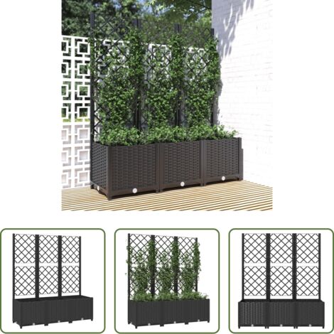 vidaXL Traliccio -  Fioriera da giardino con traliccio nera 120x40x136 cm PP