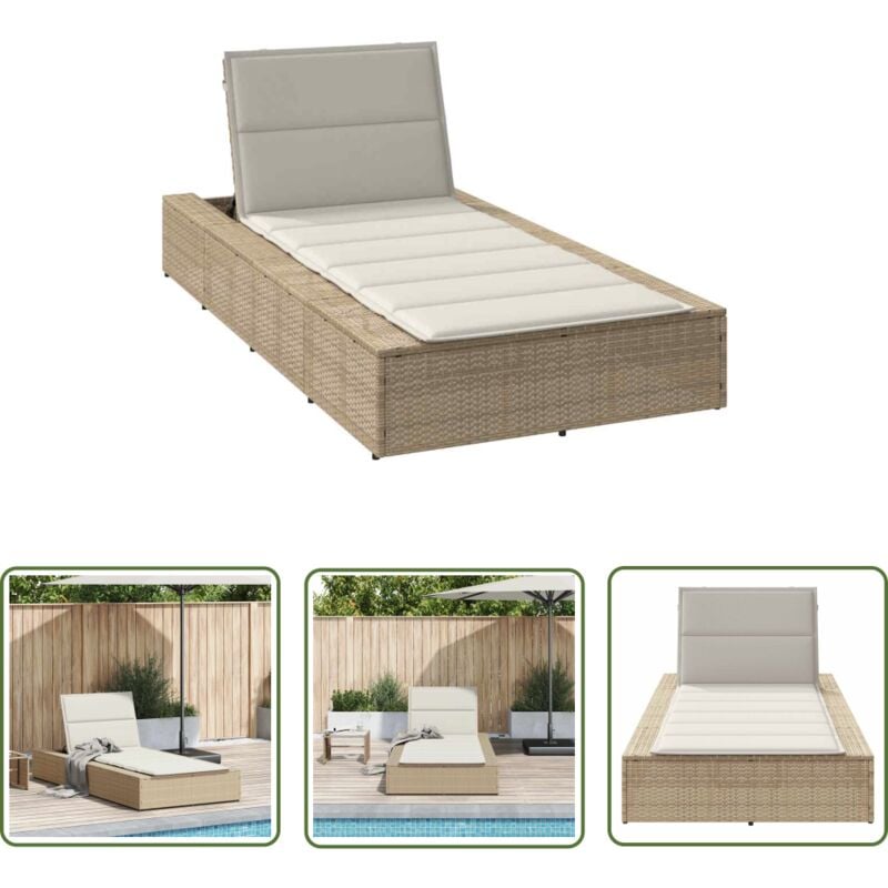 The Living Store - vidaXL Transat avec coussin flottant beige résine tressée