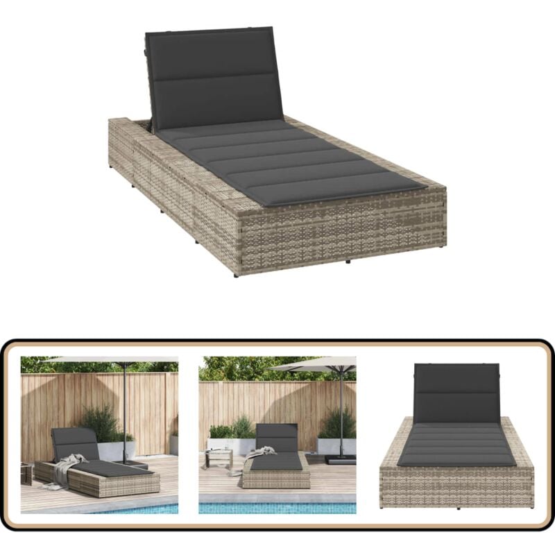 Vidaxl - Transat avec coussin flottant gris clair résine tressée