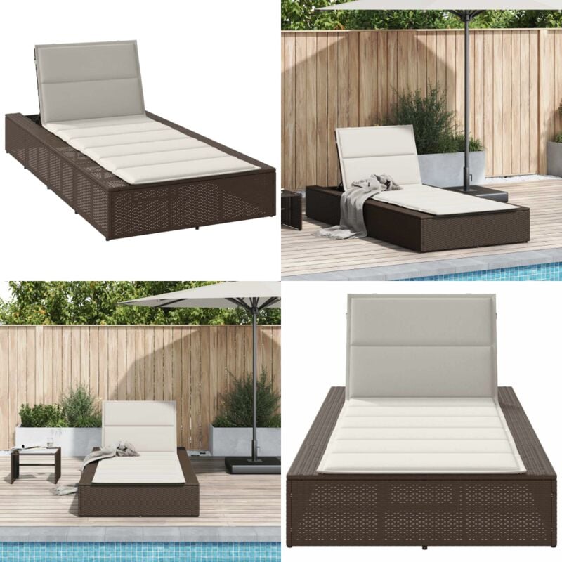 Vidaxl - Transat avec coussin flottant marron résine tressée