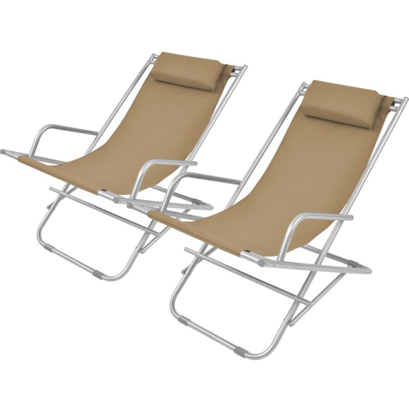 Vidaxl - Chaises inclinables de terrasse 2 pcs Acier Taupe