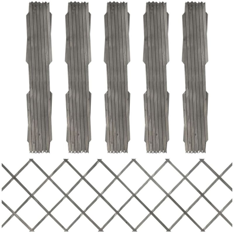 Trellis Fences 5 Pcs Grey Solid Firwood 180x60 Cm Vidaxl