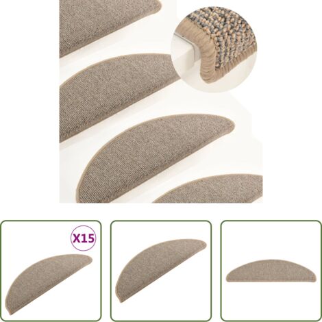 vidaXL Treppenabdeckung -  Stufenmatten 15 Stk. 65x21x4 cm Braun Halbrund Groß