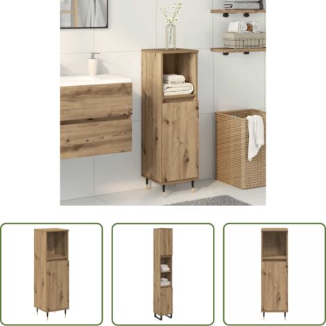 vidaXL Truciolato -  Armadietto da Bagno Rovere Artigianale 30x30x100 cm Truciolato
