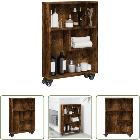 vidaXL Truciolato -  Carrello Stretto Rovere Fumo 48x13x68 cm in Truciolato