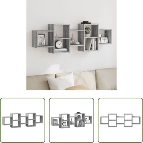 vidaXL Truciolato -  Mensola a Muro Grigio Sonoma 129x18x42 cm in Truciolato