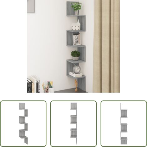 vidaXL Truciolato -  Mensola Angolare Grigio Sonoma 20x20x127,5 cm Truciolato