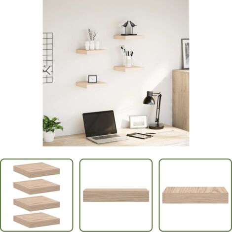 vidaXL Truciolato -  Mensola Pensili 4 pz 23x23,5x4 cm in Truciolato
