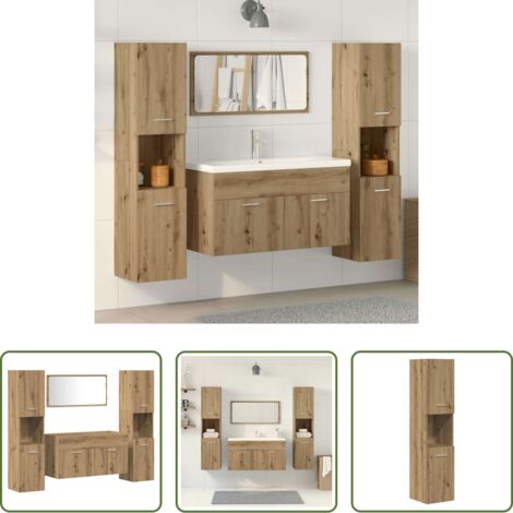 vidaXL Truciolato -  Set Mobili da Bagno 4 pz Rovere Artigianale Legno Multistrato