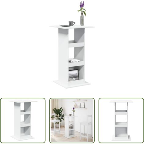 vidaXL Truciolato -  Tavolo Bar con Portaoggetti Bianco 60x60x102 cm in Truciolato