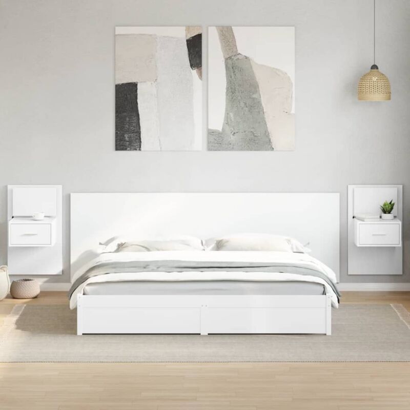 Tête de lit avec armoires blanc 240 cm bois d'ingénierie Vidaxl