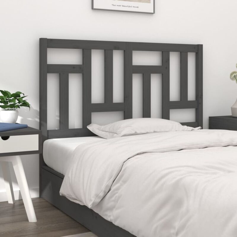 vidaXL Kopfteil Grau 125,5x4x100 cm Massivholz Kiefer