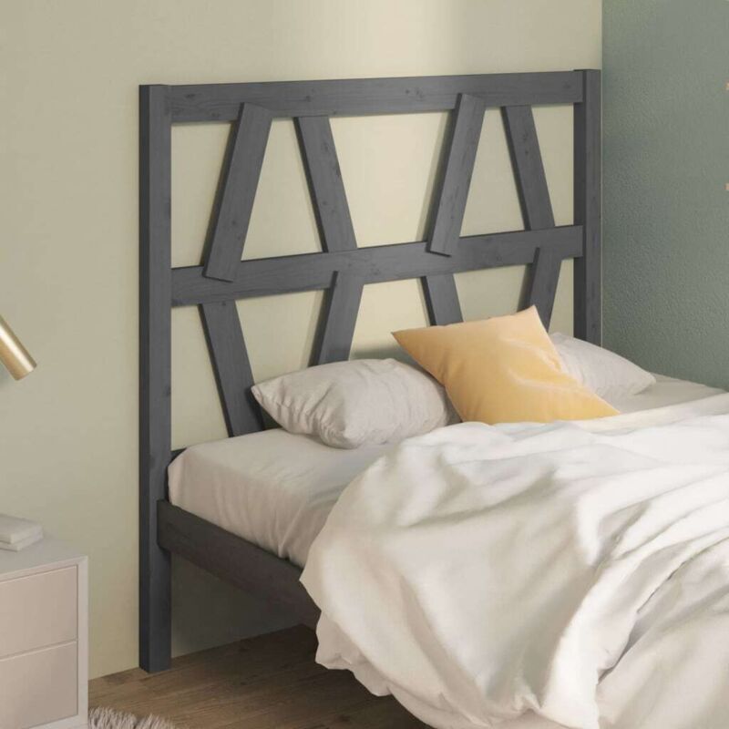 Testiera Per Letto Grigia 81x4x100 Cm In Legno Massello Di Pino - Vidaxl