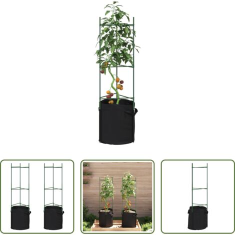 vidaXL Tubo para plantas -  Tutor para tomates con bolsa 2 uds de acero y PP 116 cm