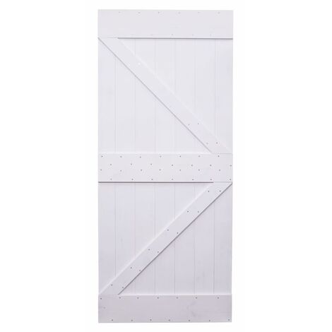 vidaXL Tür 90x210 cm Massivholz Kiefer Weiß - Weiß