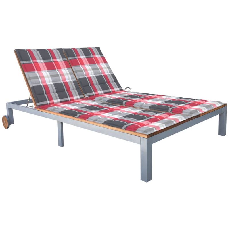 

vidaXL Tumbona 2 personas con cojín madera maciza de acacia y acero - Marrón