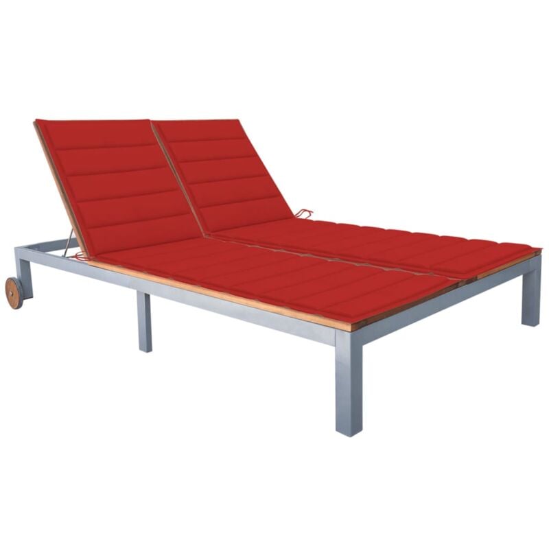 

vidaXL Tumbona 2 personas con cojín madera maciza de acacia y acero - Marrón