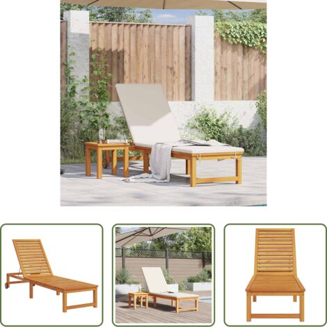 vidaXL Tumbona al aire libre -  Tumbona Marrón 202 x 53 x 89 cm Madera de Acacia Sólida