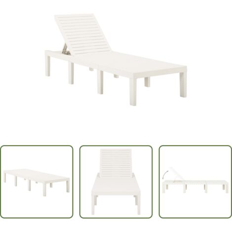 vidaXL Tumbona blanca -  Tumbona de plástico blanco