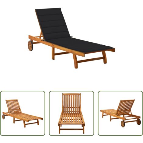 vidaXL Tumbona con cojín -  Tumbona de jardín con cojín madera maciza de acacia