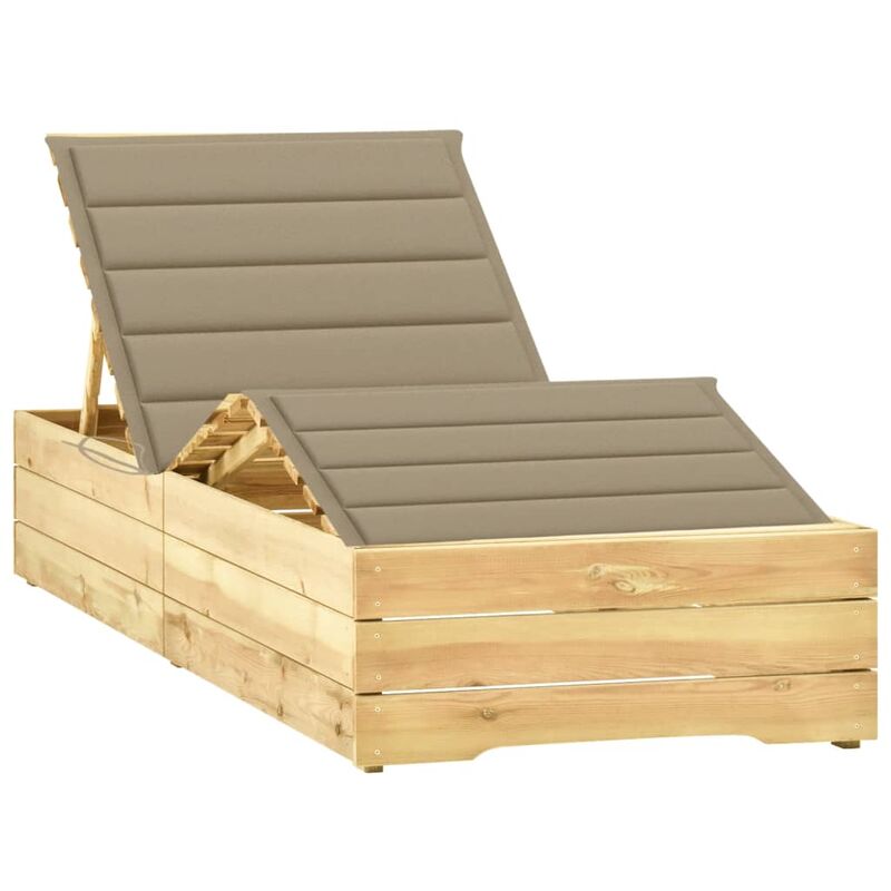 

vidaXL Tumbona con cojín beige madera de pino impregnada - Beige