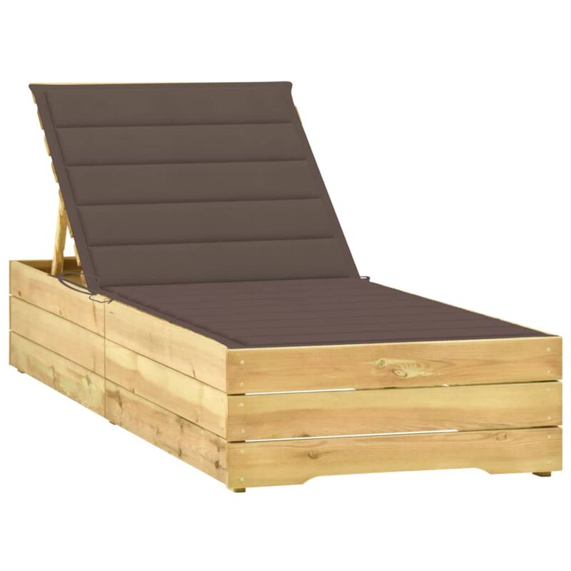 

vidaXL Tumbona con cojín gris taupé madera de pino impregnada - Gris Topo