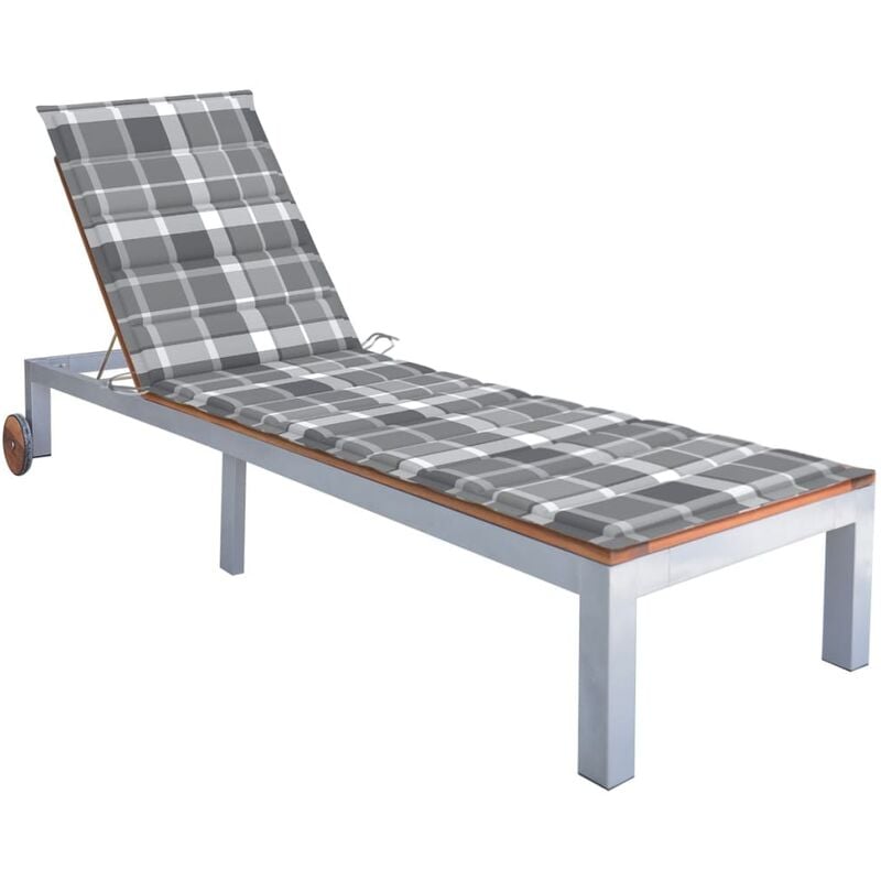 

vidaXL Tumbona con cojín madera maciza de acacia y acero galvanizado - Marrón