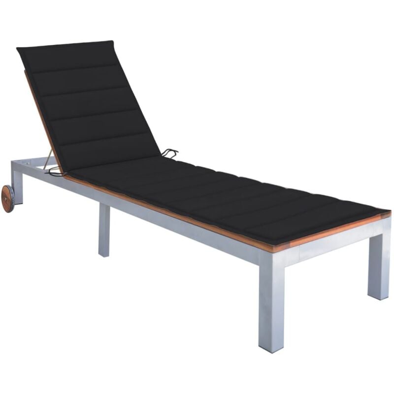 

vidaXL Tumbona con cojín madera maciza de acacia y acero galvanizado - Marrón