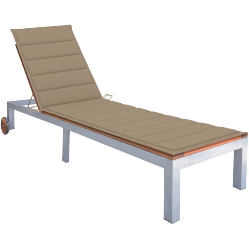 

vidaXL Tumbona con cojín madera maciza de acacia y acero galvanizado - Marrón
