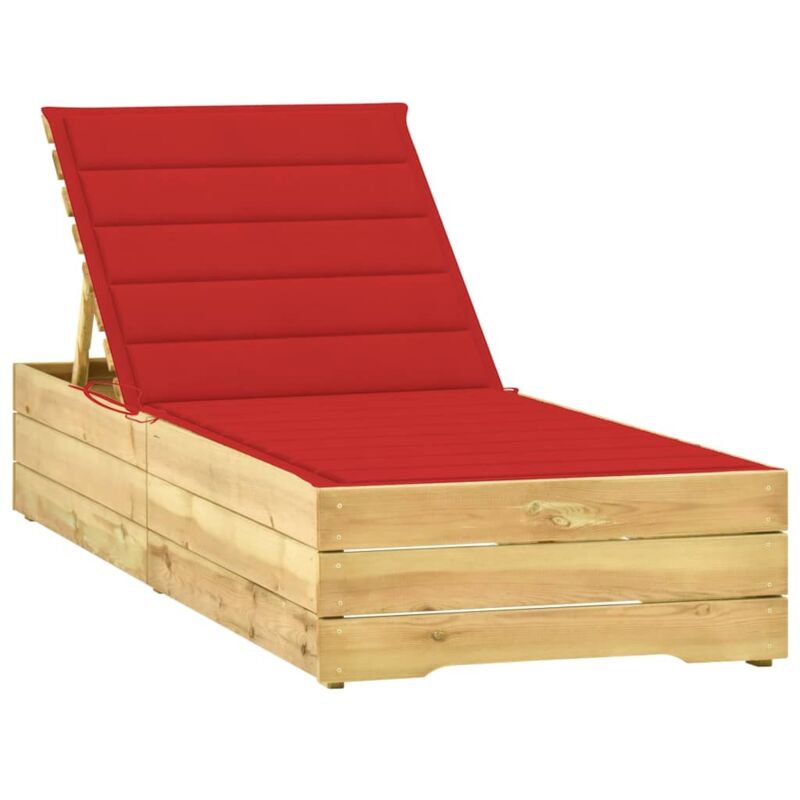

vidaXL Tumbona con cojín rojo madera de pino impregnada - Rojo