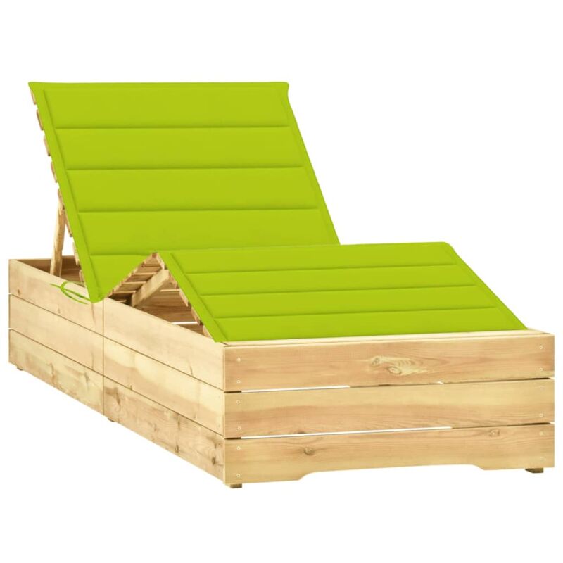 

vidaXL Tumbona con cojín verde brillante madera de pino impregnada - Verde