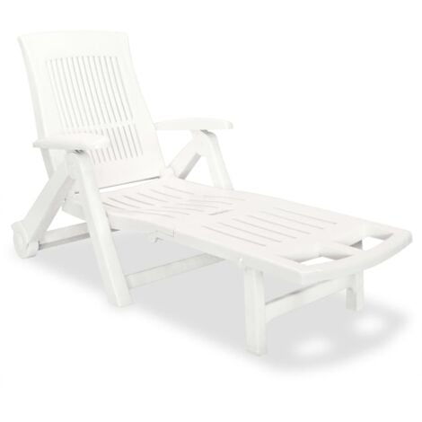 vidaXL Tumbona con Reposapiés Jardín Patio Exterior Porche Asiento Tumbona al Aire Libre Playa Piscina Sillas Plástico Blanca/Verde/Gris Antracita