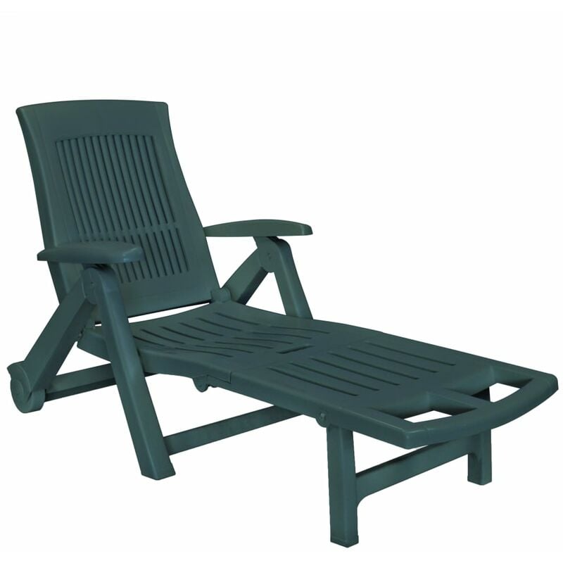 

vidaXL Tumbona con Reposapiés Plástico Verde - Verde