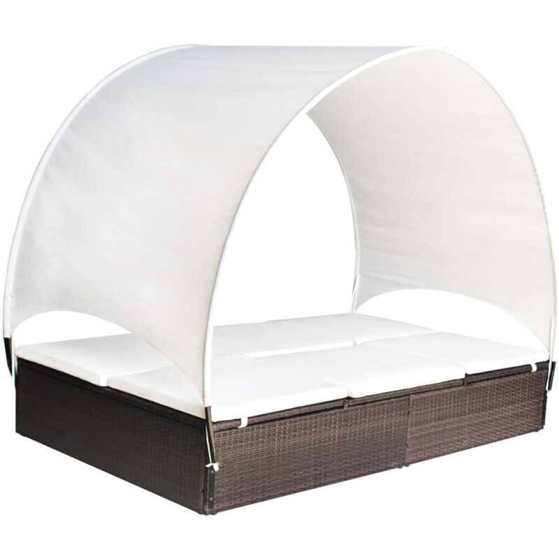 

vidaXL Tumbona doble con toldo ratán sintético marrón - Marrón