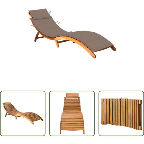 vidaXL Tumbona de acacia -  Tumbona de jardín con cojín madera maciza de acacia