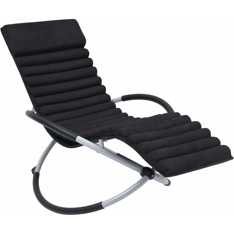 

vidaXL Tumbona de jardín con cojín de acero negro - Negro