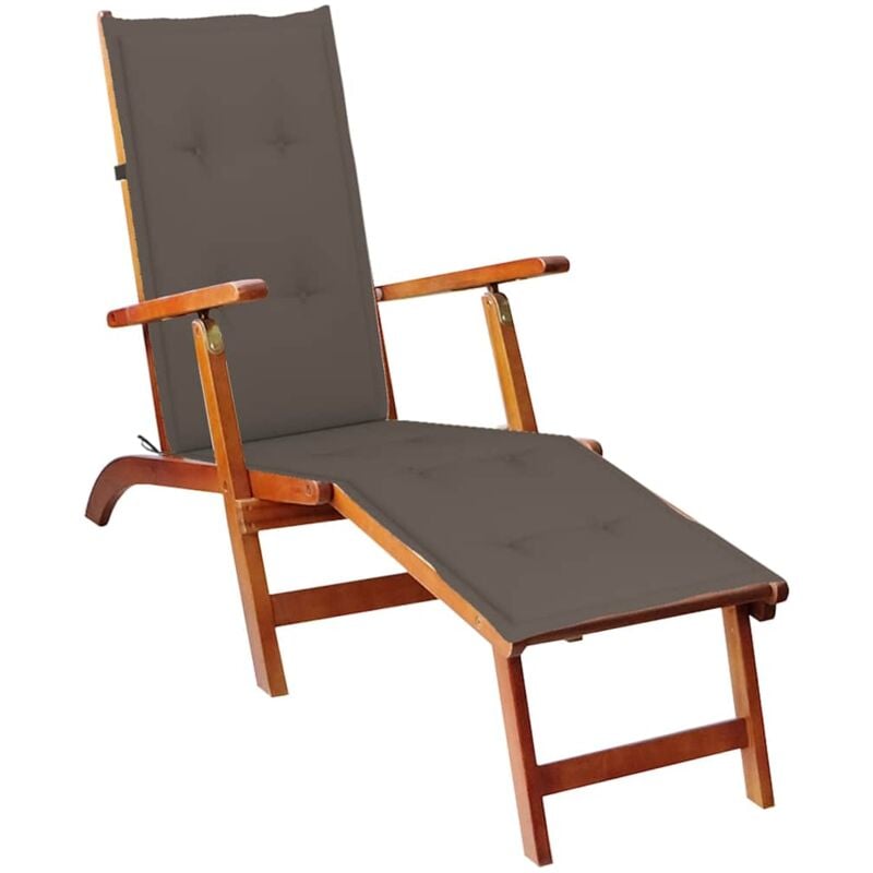 

vidaXL Tumbona de jardín con reposapiés y cojín madera maciza acacia - Marrón
