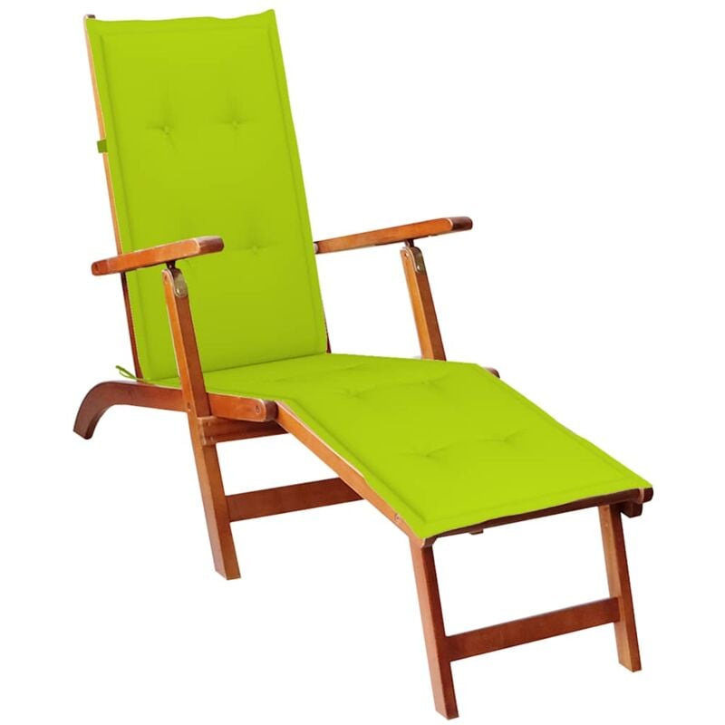 

vidaXL Tumbona de jardín con reposapiés y cojín madera maciza acacia - Marrón