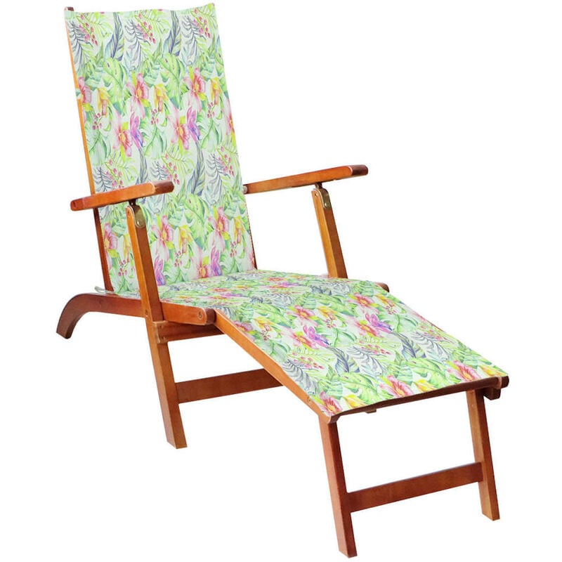 

vidaXL Tumbona de jardín con reposapiés y cojín madera maciza acacia - Marrón