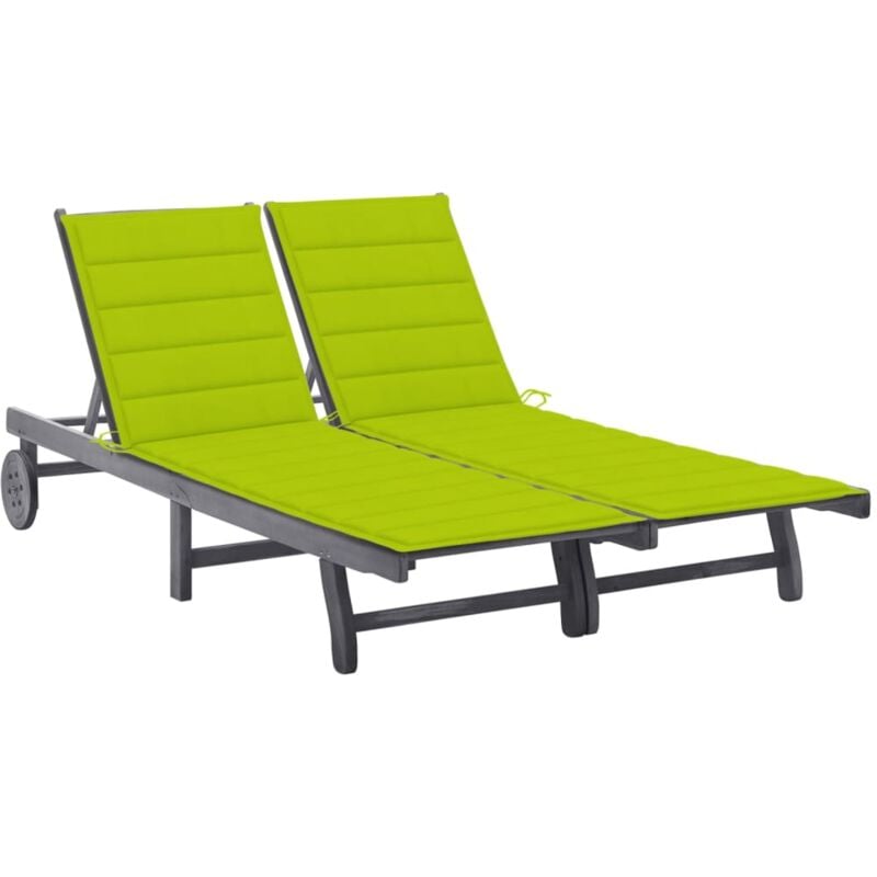 

vidaXL Tumbona de jardín 2 personas y cojines madera maciza de acacia - Gris