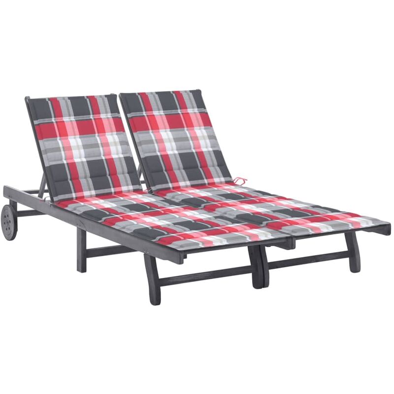 

vidaXL Tumbona de jardín 2 personas y cojines madera maciza de acacia - Gris