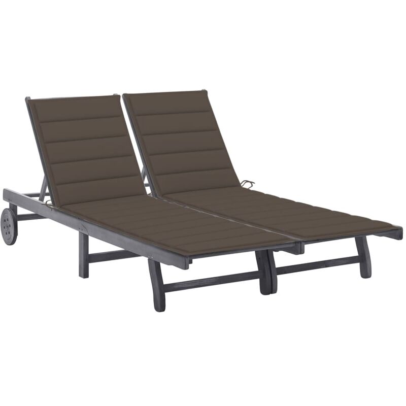 

vidaXL Tumbona de jardín 2 personas y cojines madera maciza de acacia - Gris