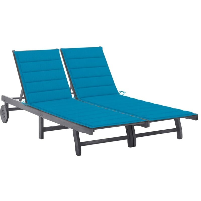 

vidaXL Tumbona de jardín 2 personas y cojines madera maciza de acacia - Gris