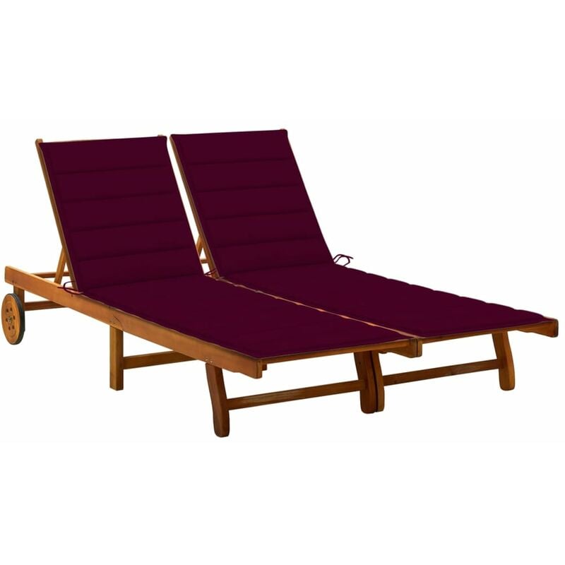 

vidaXL Tumbona de jardín 2 personas y cojines madera maciza de acacia - Marrón