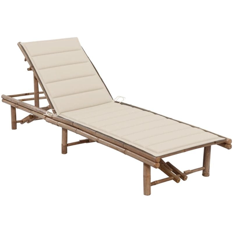 

vidaXL Tumbona de jardín con cojín bambú - Marrón