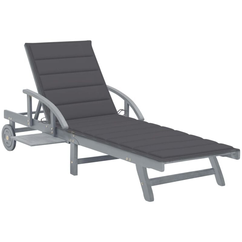 

vidaXL Tumbona de jardín con cojín madera maciza de acacia - Gris