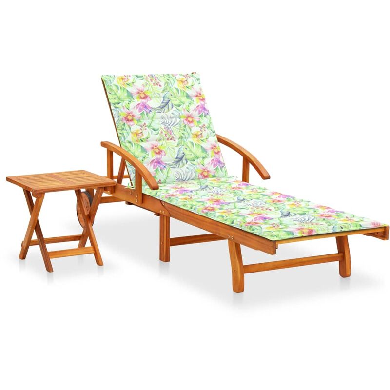 

vidaXL Tumbona de jardín con cojín madera maciza de acacia - Marrón