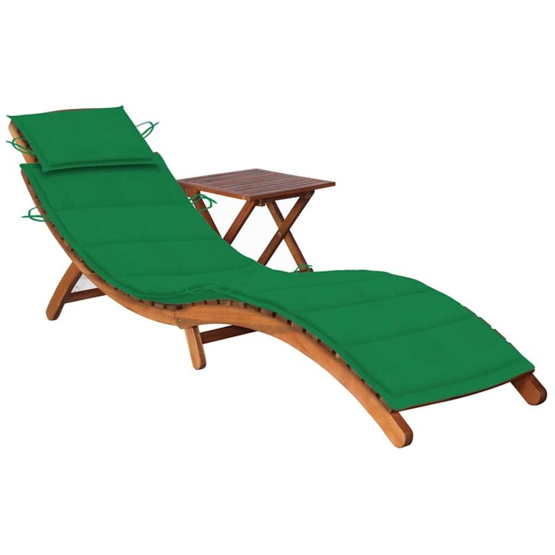 

vidaXL Tumbona de jardín con mesa y cojín madera maciza de acacia - Marrón