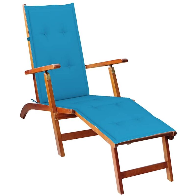 

vidaXL Tumbona de jardín con reposapiés y cojín madera maciza acacia - Marrón