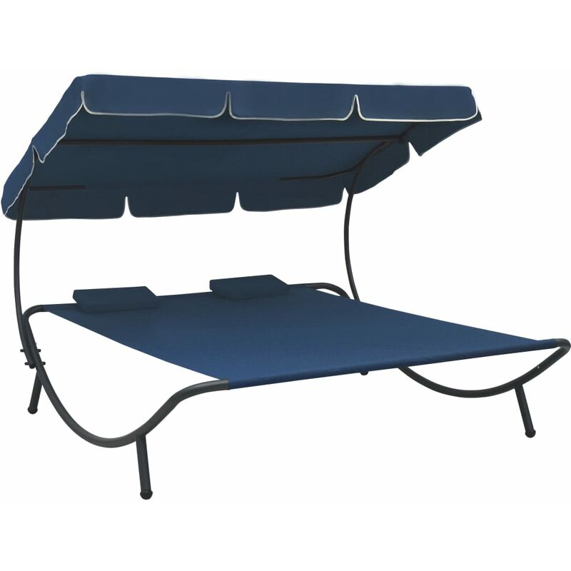 

vidaXL Tumbona de jardín con toldo y cojines azul - Azul